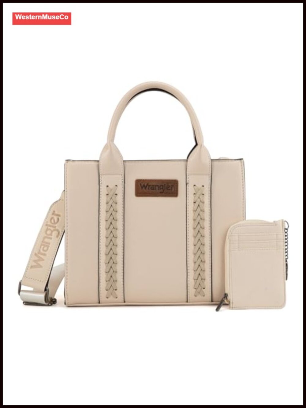 Western Leopard Print Satchel Tote Bag with Card Holder Whipstitch